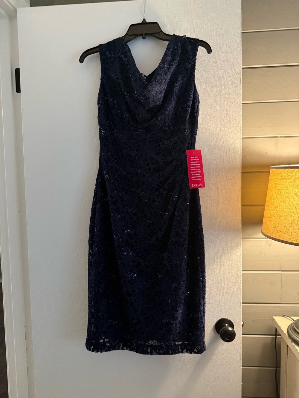 Ralph Lauren Navy Lace Midi Dress with sequin Detail